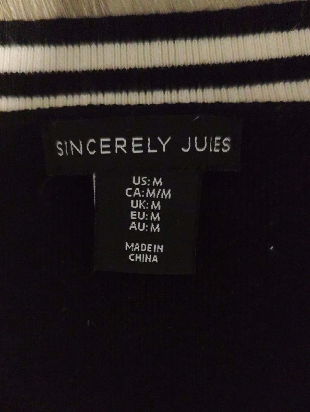 Sincerely Jules Black V-Neck Cropped Sweater with White Stripe - Picture 4 of 4